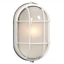  305013WH-132EB - Outdoor Cast Aluminum Marine Light with Guard - in White finish with Frosted Glass (Wall or Ceiling